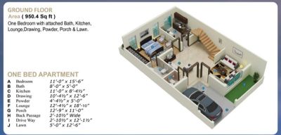 Floor plan – Ground Floor (1 Bed Apartment )