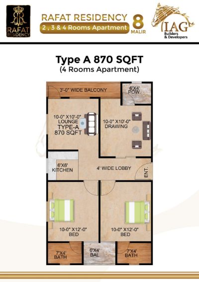 Floor plan – Type-A 4 Rooms Apartment