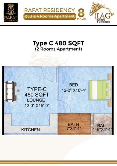 Floor plan – Type-C 2-Rooms Apartment