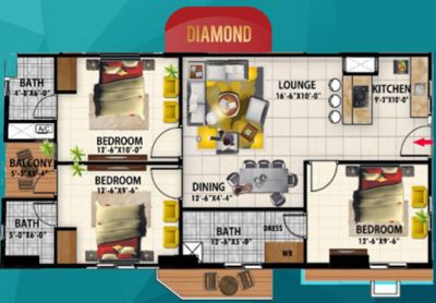 Floor plan – Diamond Apartment