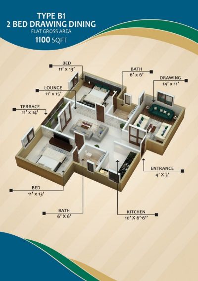 Floor plan – Apartment Type B1