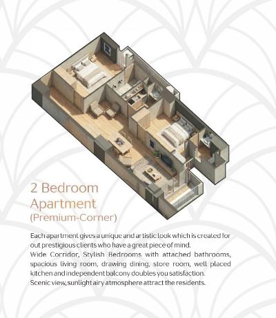 Floor plan – 2 Bed Apartments Premium Corner