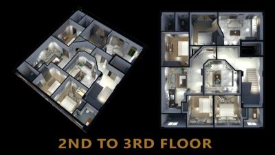 Floor plan – Second To Third Floor One Bed