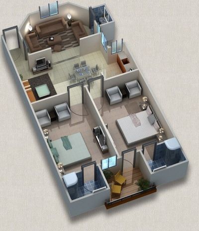 Floor plan – Two Bedrooms Apartments