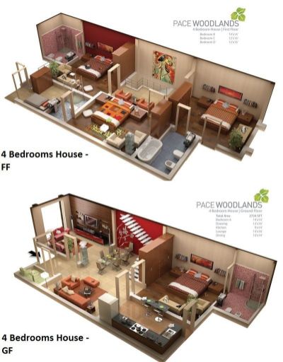 Floor plan – 4 Bedrooms House - Double Storey