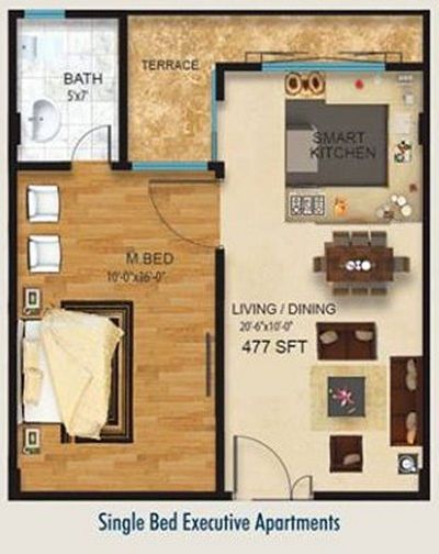 Floor plan – One Bedroom Apartment