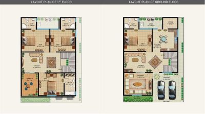 Floor plan – Double Storey 4 Bedrooms 160 sq.Yds