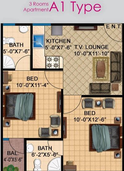 Floor plan – Type A1 - Floorplan