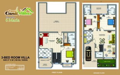 Floor plan – 6 Marla 3 Bedrooms House