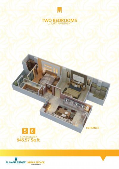 Floor plan – Two Bedrooms Luxury Apartment