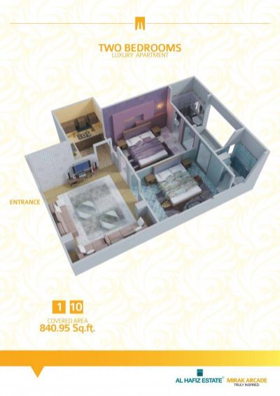 Floor plan – Two Bedrooms Luxury Apartment