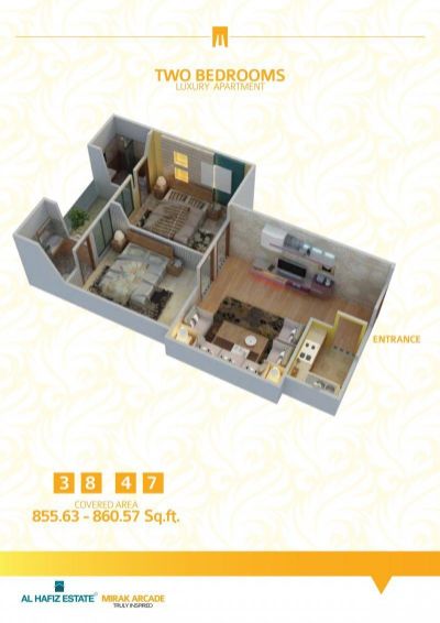 Floor plan – Two Bedrooms Luxury Apartment