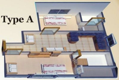 Floor plan – Type A - Two Bedrooms Apartments