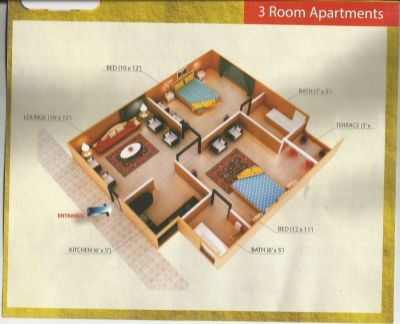 Floor plan – Three Rooms Apartment Floor Plan