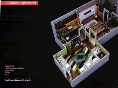 Floor plan – One Bedroom Apartments
