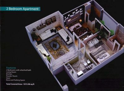 Floor plan – Two Bedrooms Apartments