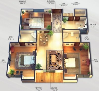 Floor plan – Classic - Two bedrooms Apartments