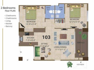 Floor plan – Type C4 - Two Bedrooms Apartment